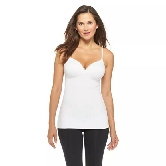 Women's Wireless White Cami with Foam Cups - Picture 1 of 7